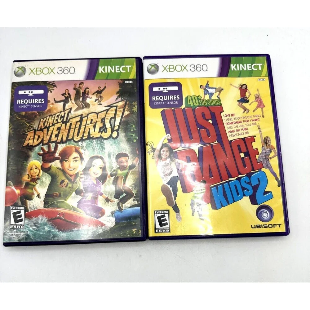 Lot of 2 XBOX 360 Kinect games Kinect Adventures! & Just Dance Kids 2